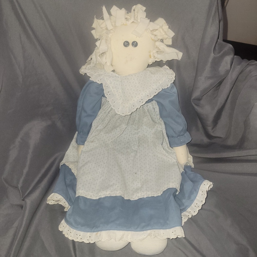 Vintage Large Handmade Amish Handcrafted Rag Doll Tall Button Eyes CUTIE